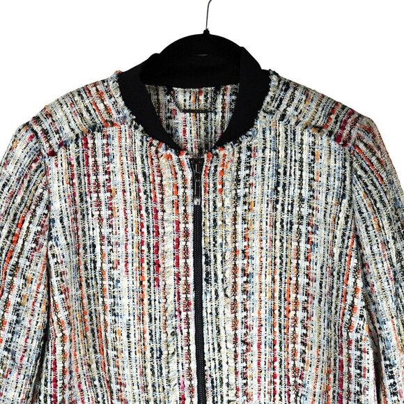 NWOT Elie Tahari Brooke Tweed Zip-Front Bomber Jacket SZ L - Picture 6 of 11
